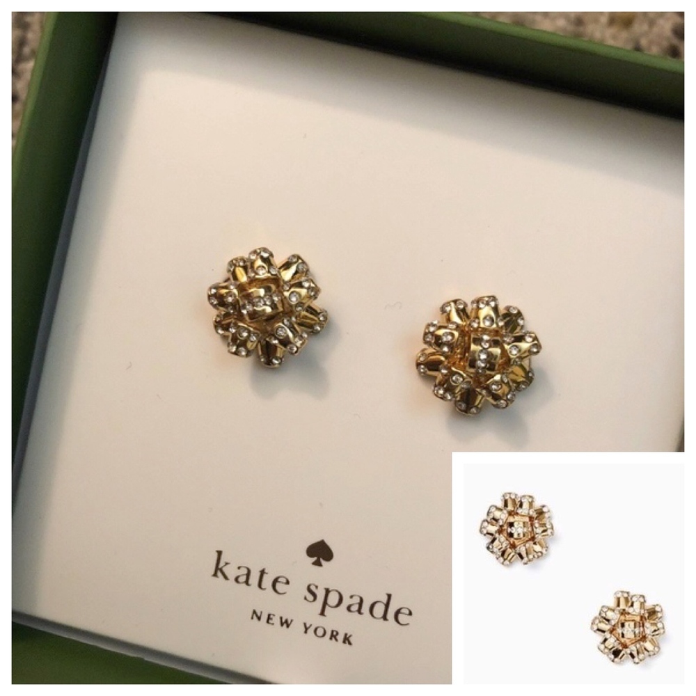 NWT+Gift Box KATE SPADE Gold "Bourgeois Bow" Studs - Picture 3 of 8